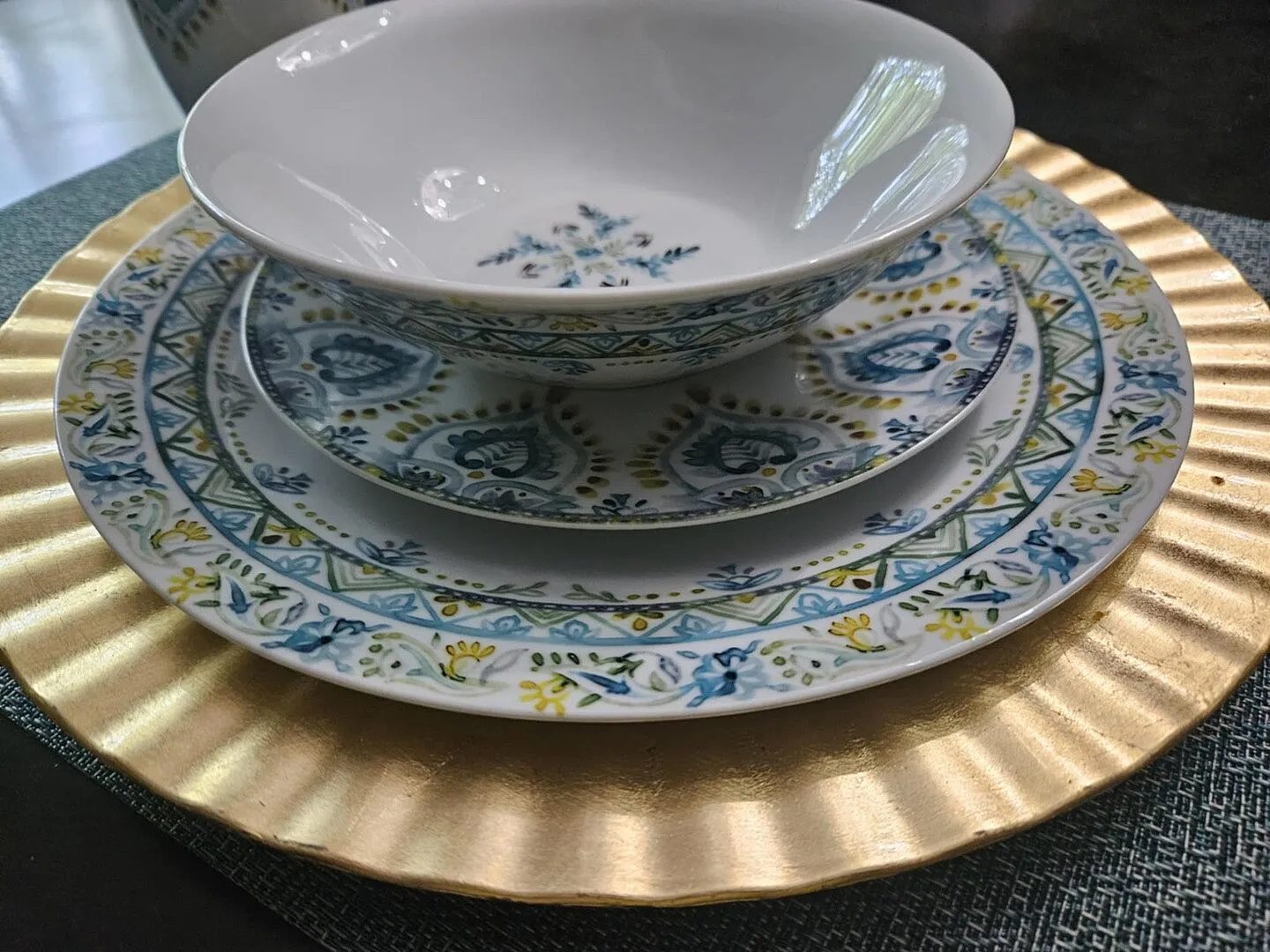 Fitz and Floyd Jodhpur Delight servizio piatti 32 pezzi porcellana