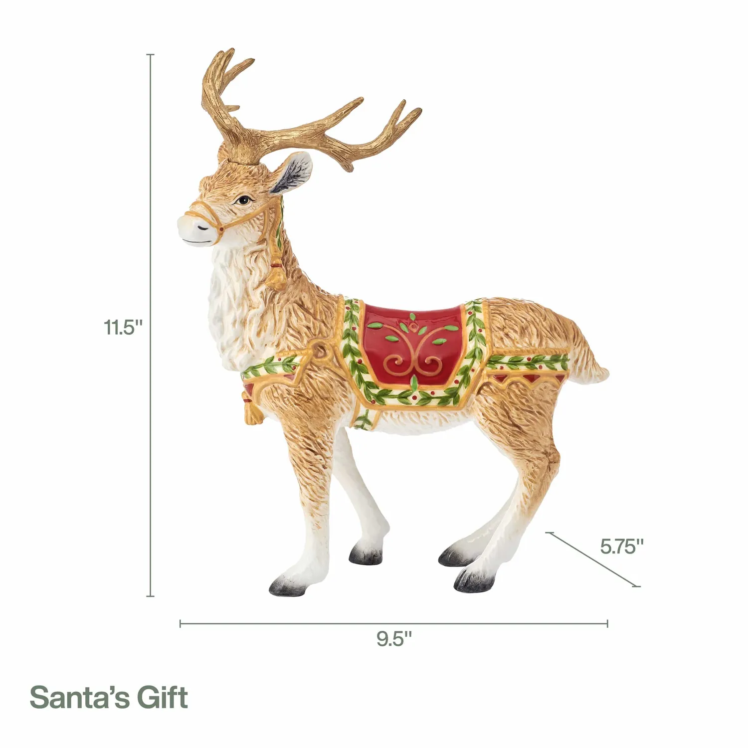 Fitz and Floyd Santa's Gift renna statuetta natale 25 cm terracotta