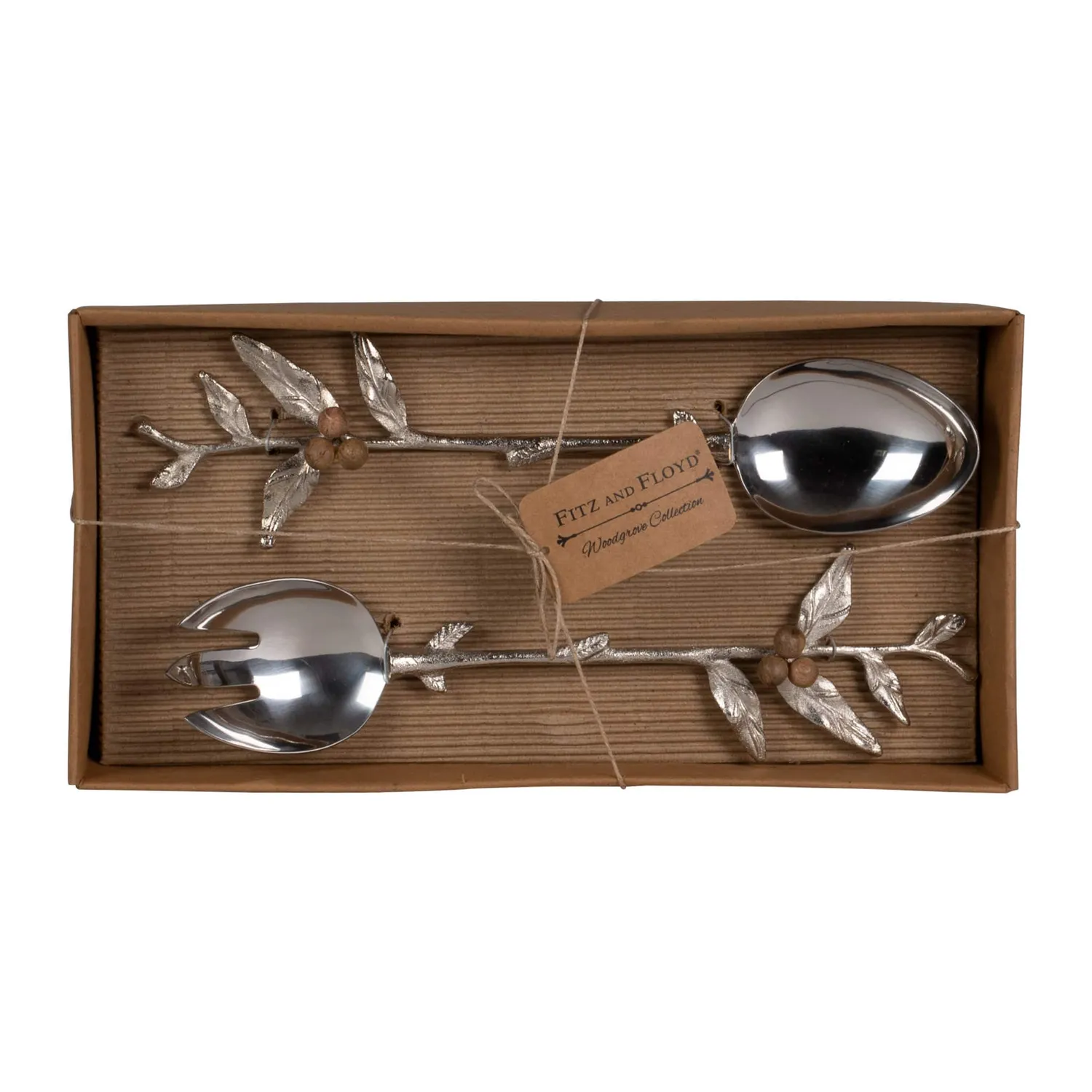 Fitz and Floyd Woodgrove set posate insalata 2 pezzi ottone