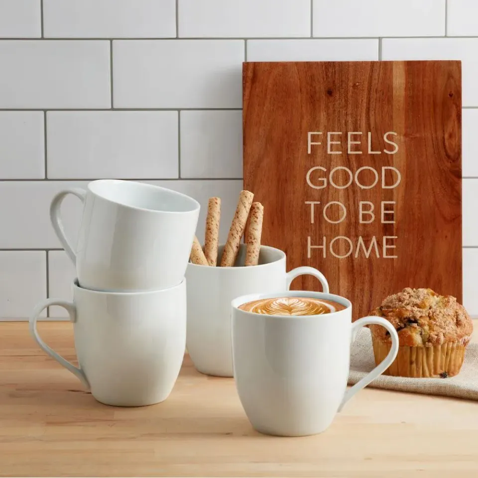 Fitz and Floyd Everyday White Coupe set 4 mug porcellana