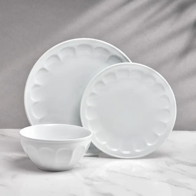 Fitz and Floyd Everyday White Vintage servizio piatti 12 pezzi porcellana