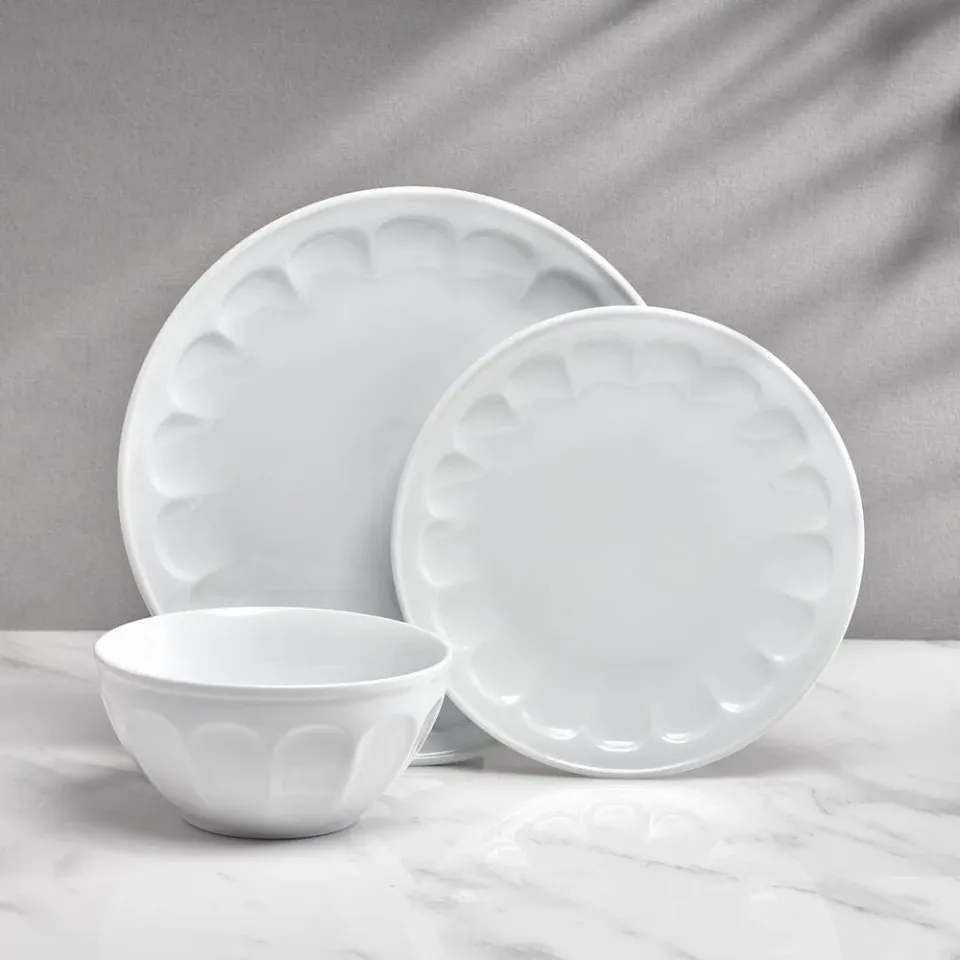 Fitz and Floyd Everyday White Vintage servizio piatti 12 pezzi porcellana