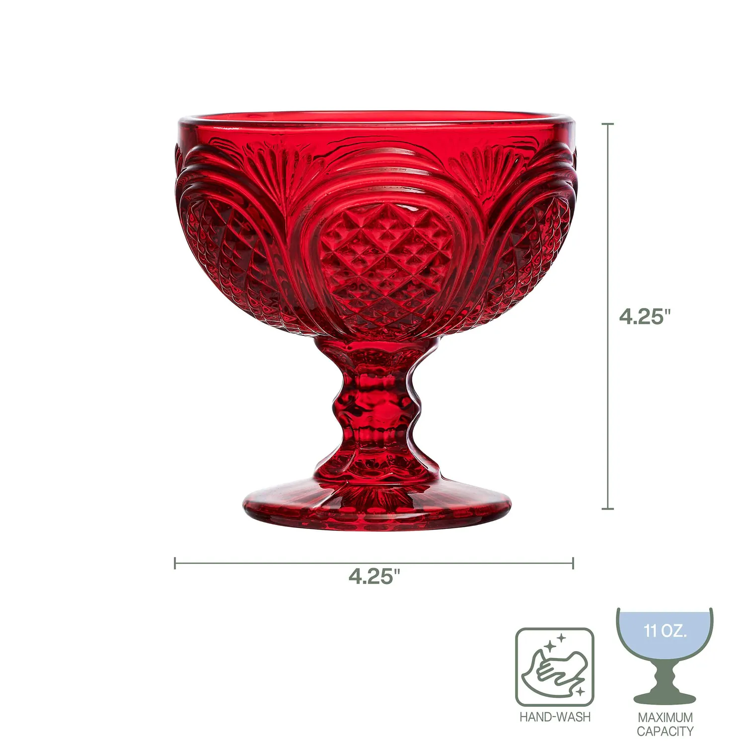 Fitz and Floyd Sicily Red coppette dessert set 4 vetro rosso