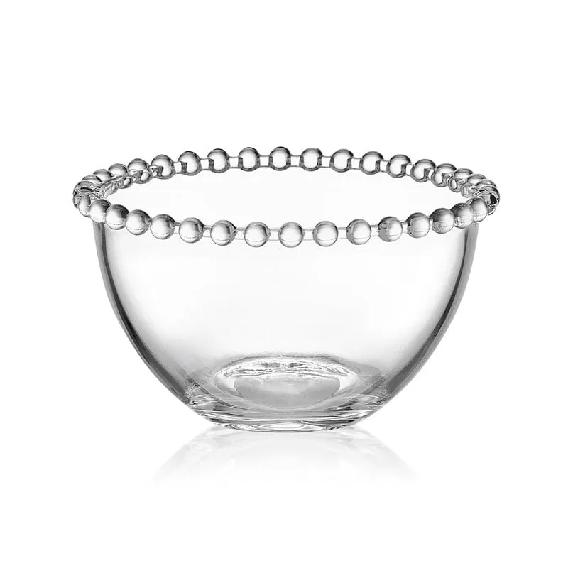 Fitz and Floyd Beaded set 4 coppette vetro 400 ml bordo perle