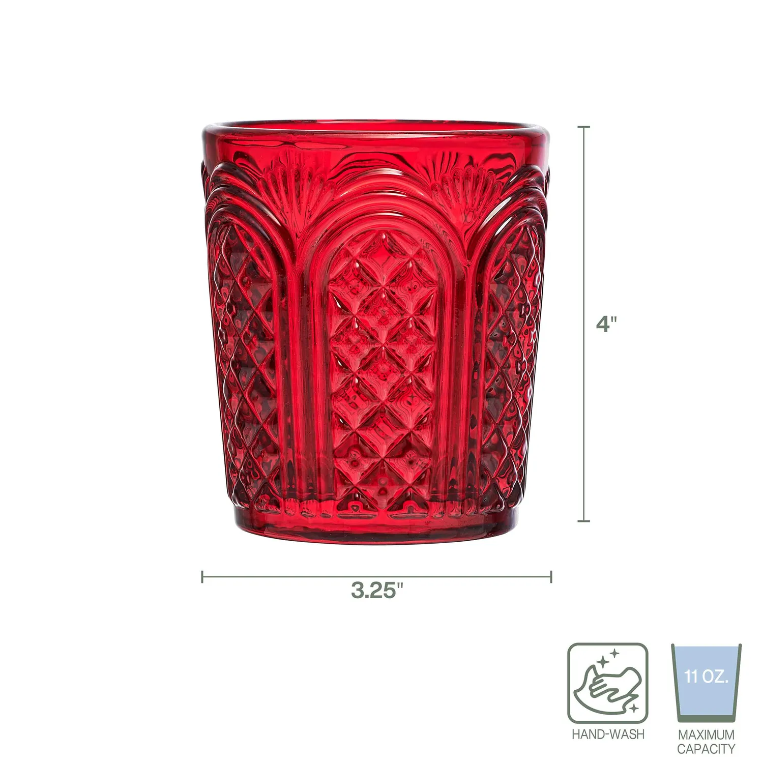 Fitz and Floyd Sicily Red set 4 bicchieri whisky rossi vetro
