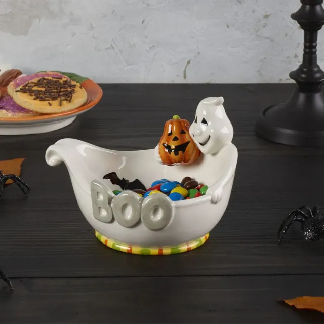 Fitz and Floyd Halloween Boo Ghost Ciotola Caramelle Terracotta