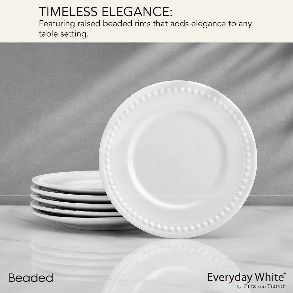 Fitz and Floyd Everyday White Beaded set 6 piattini porcellana
