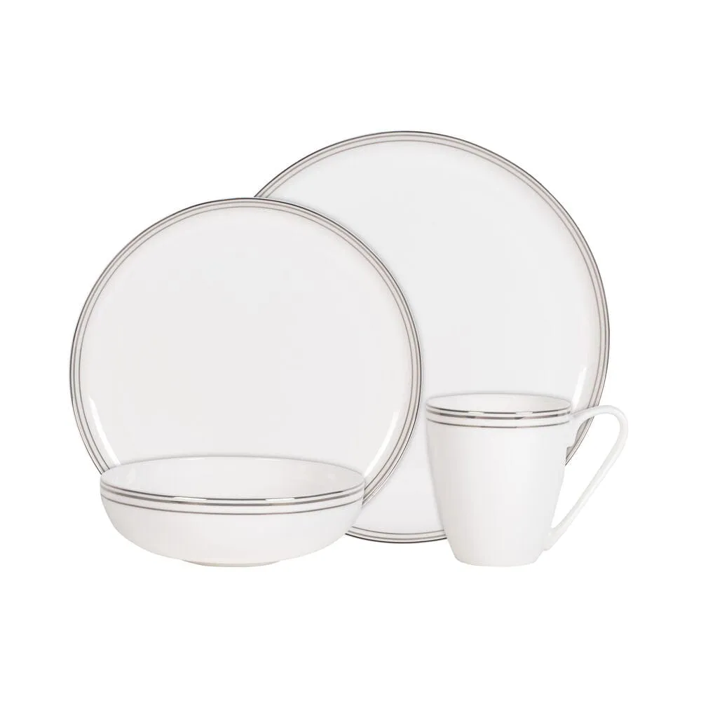 Fitz and Floyd Nevaeh White servizio piatti 16 pezzi platino per 4