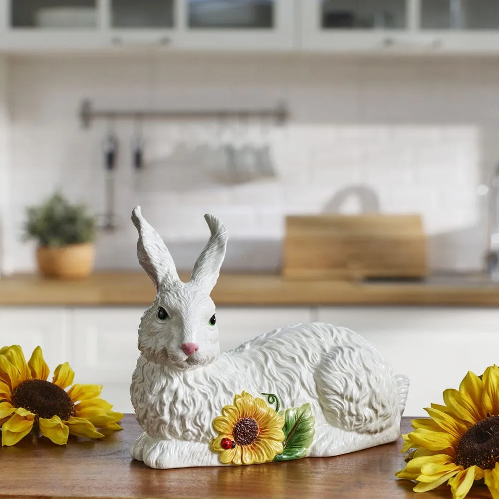 Fitz and Floyd Rabbits statuetta coniglio girasole maiolica