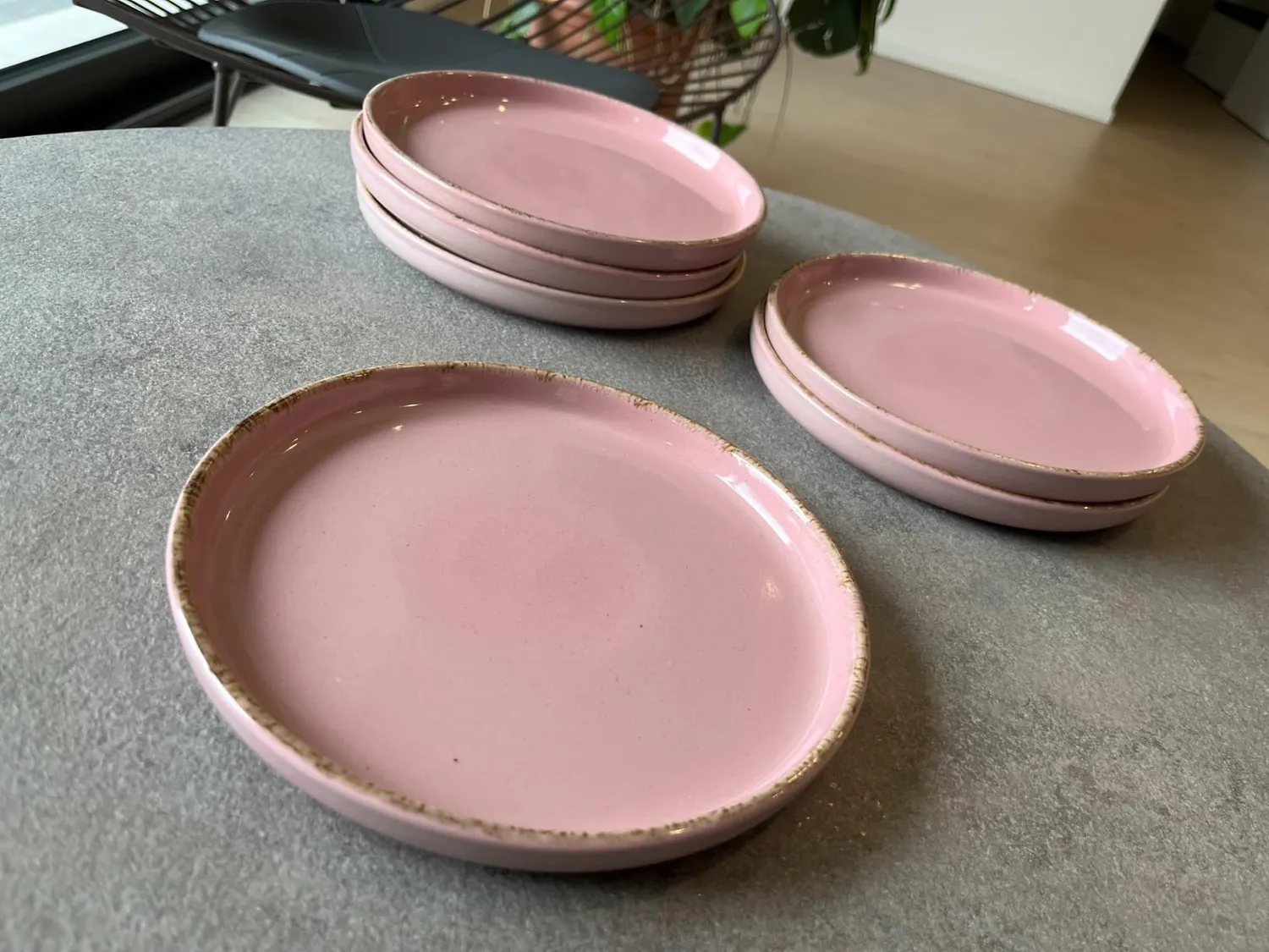 Pure Living Rustic set 6 piatti colazione gres rosa