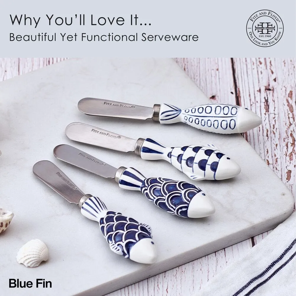 Fitz and Floyd Coastal Blue Fin set 4 spalmaburro pesce blu