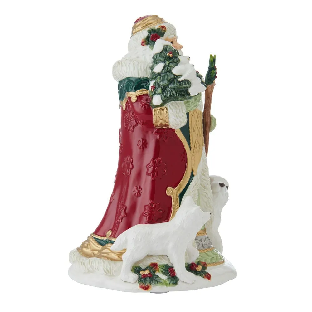 Fitz and Floyd Woodland Holiday statuetta Babbo Natale musicale