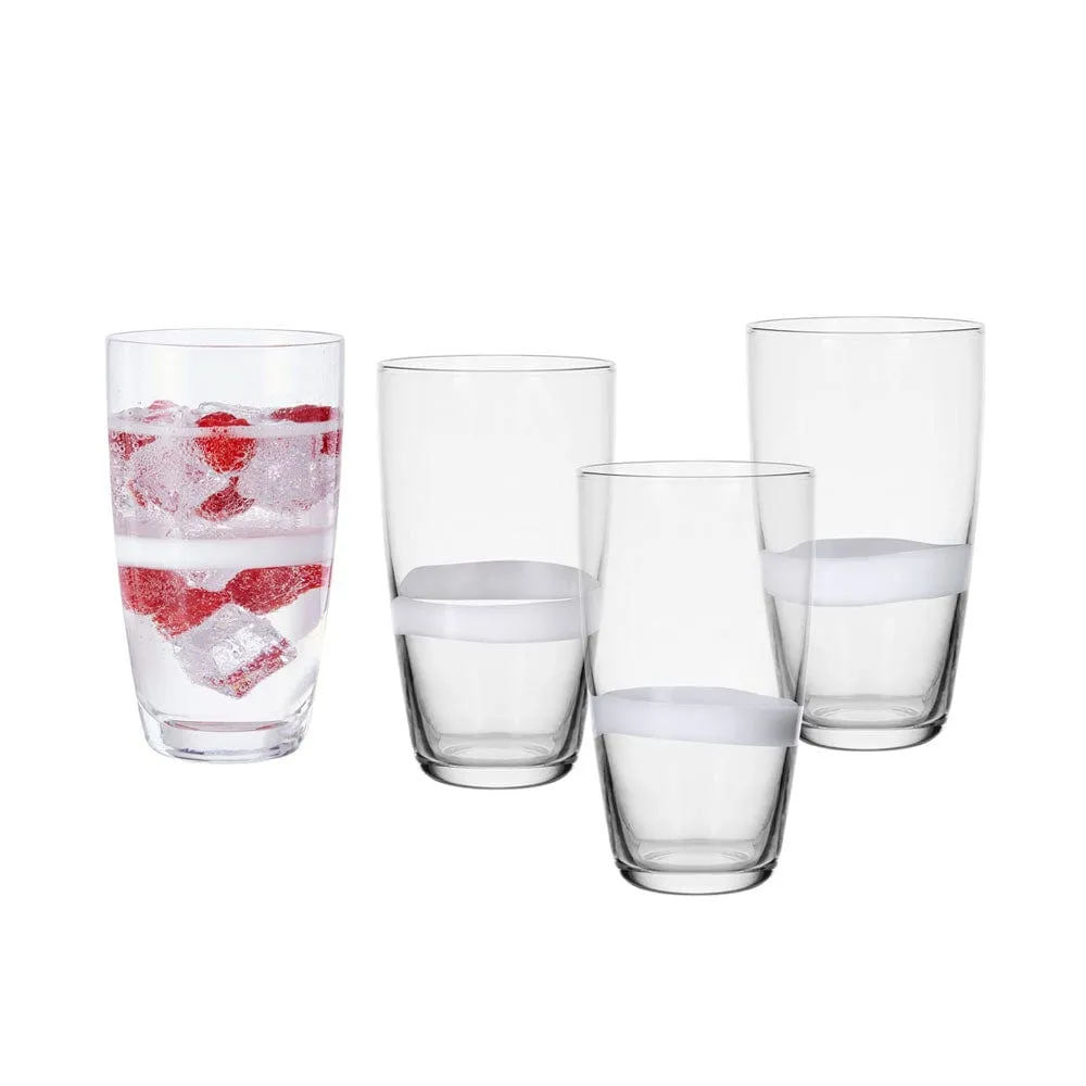 Fitz and Floyd Organic Band Highball bicchieri set 4 vetro