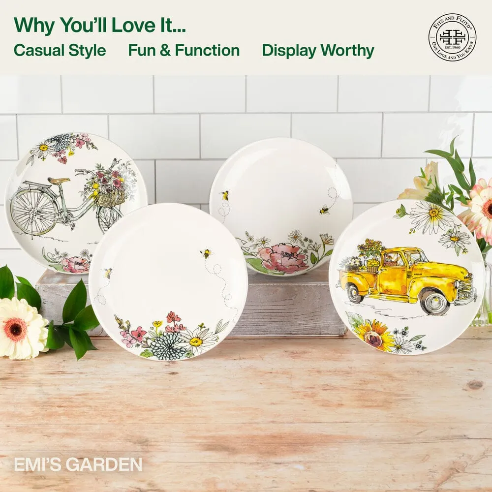 Fitz and Floyd Emi's Garden set 4 piattini floreali