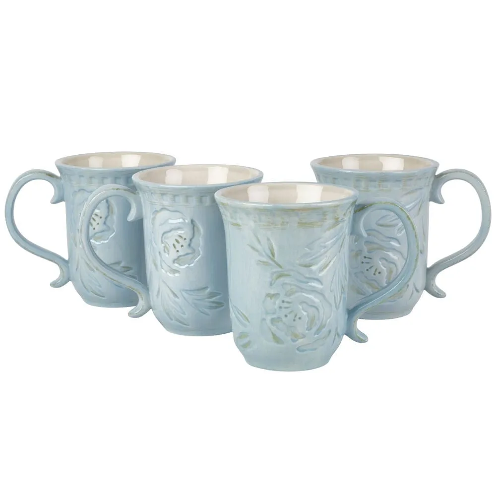 Fitz and Floyd Toulouse Blue set 4 mug in gres blu