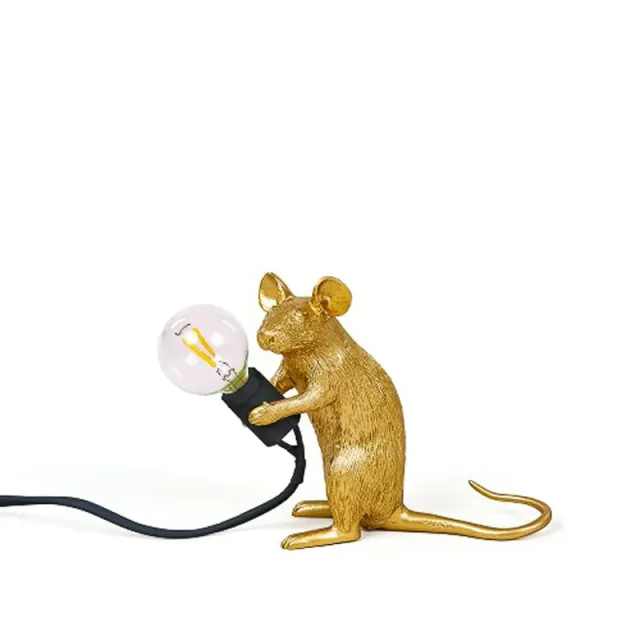 Seletti Mouse Lamp Seduto lampada topo resina gold