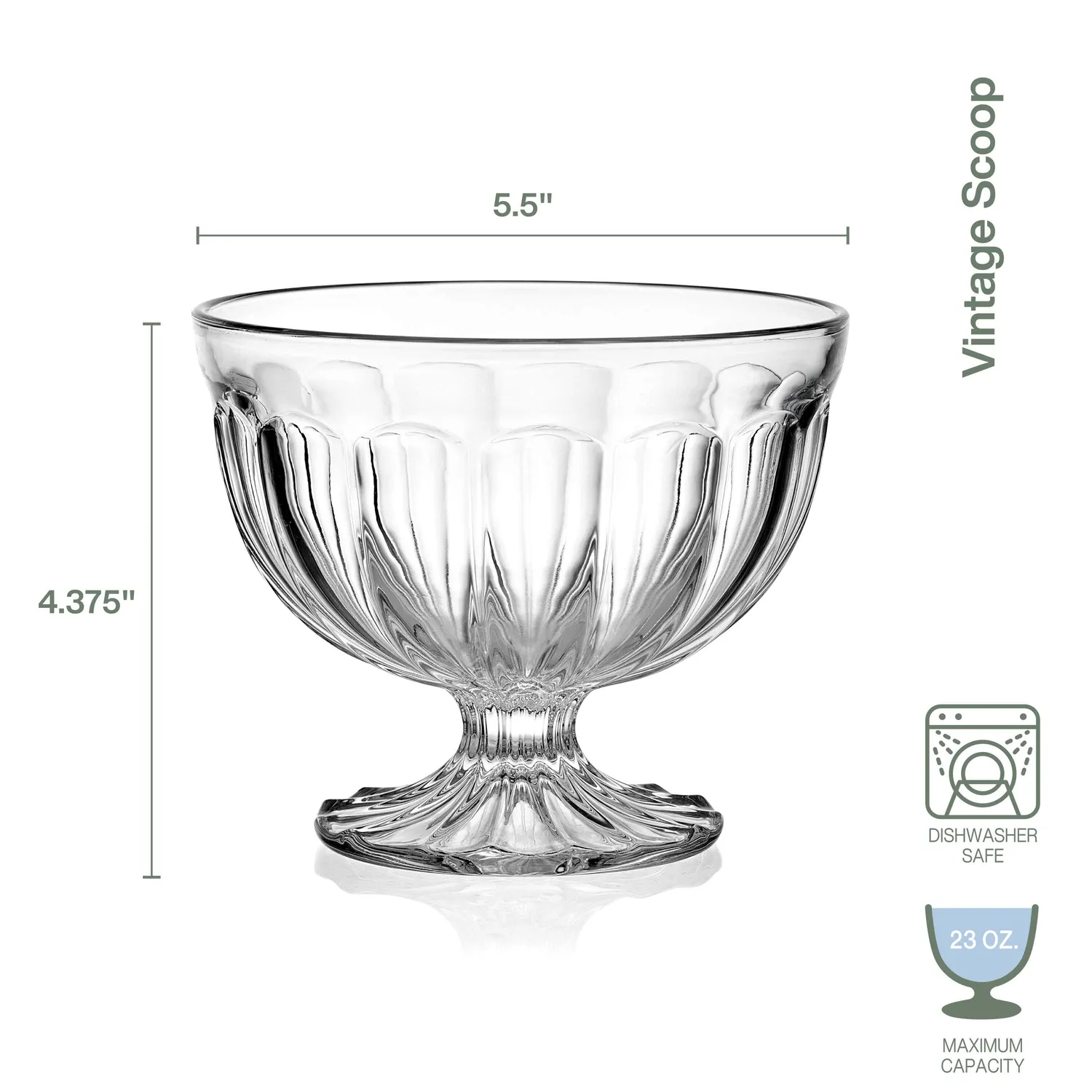 Fitz and Floyd Vintage Scoop coppette dessert 4 pezzi vetro