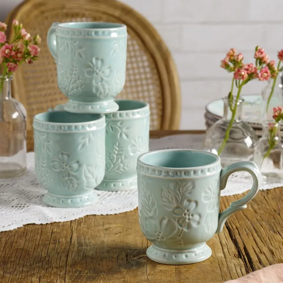 Fitz and Floyd English Garden set 4 mug gres 350 ml blu