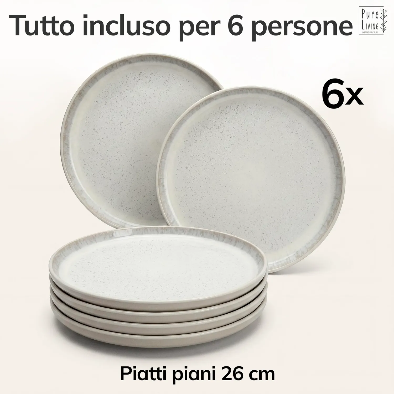 Pure Living Ibiza Light Servizio Piatti 36 Pezzi Beige 12 Persone