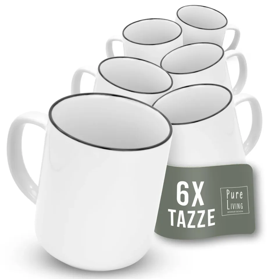 Pure Living Scandi set 6 tazzine caffè bianche porcellana