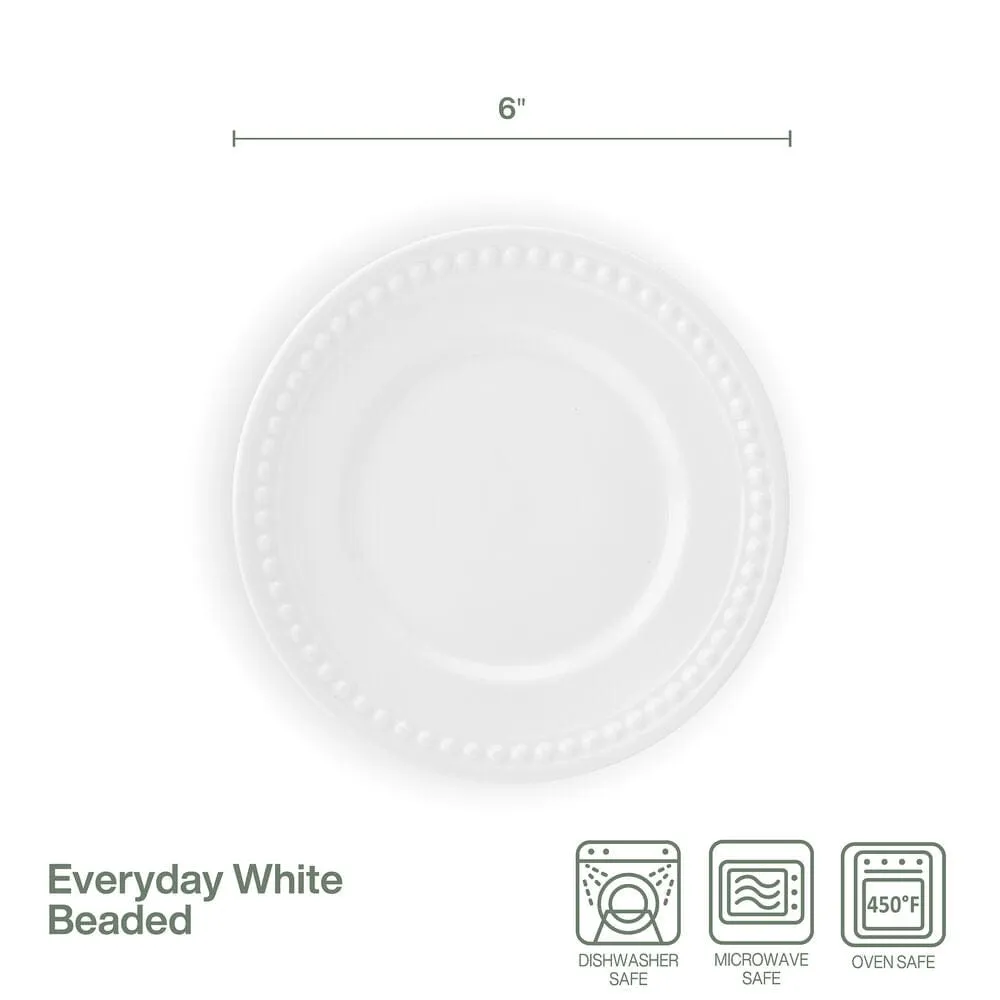 Fitz and Floyd Everyday White Beaded set 6 piattini porcellana