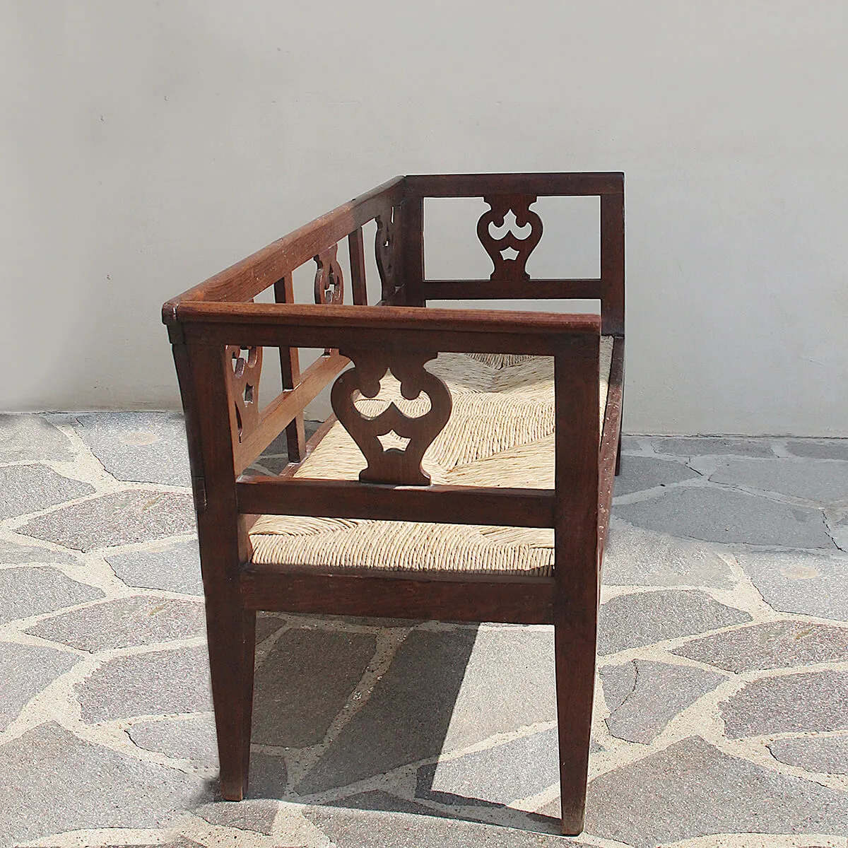 Divano Lira Fine 700 legno seduta paglia vintage