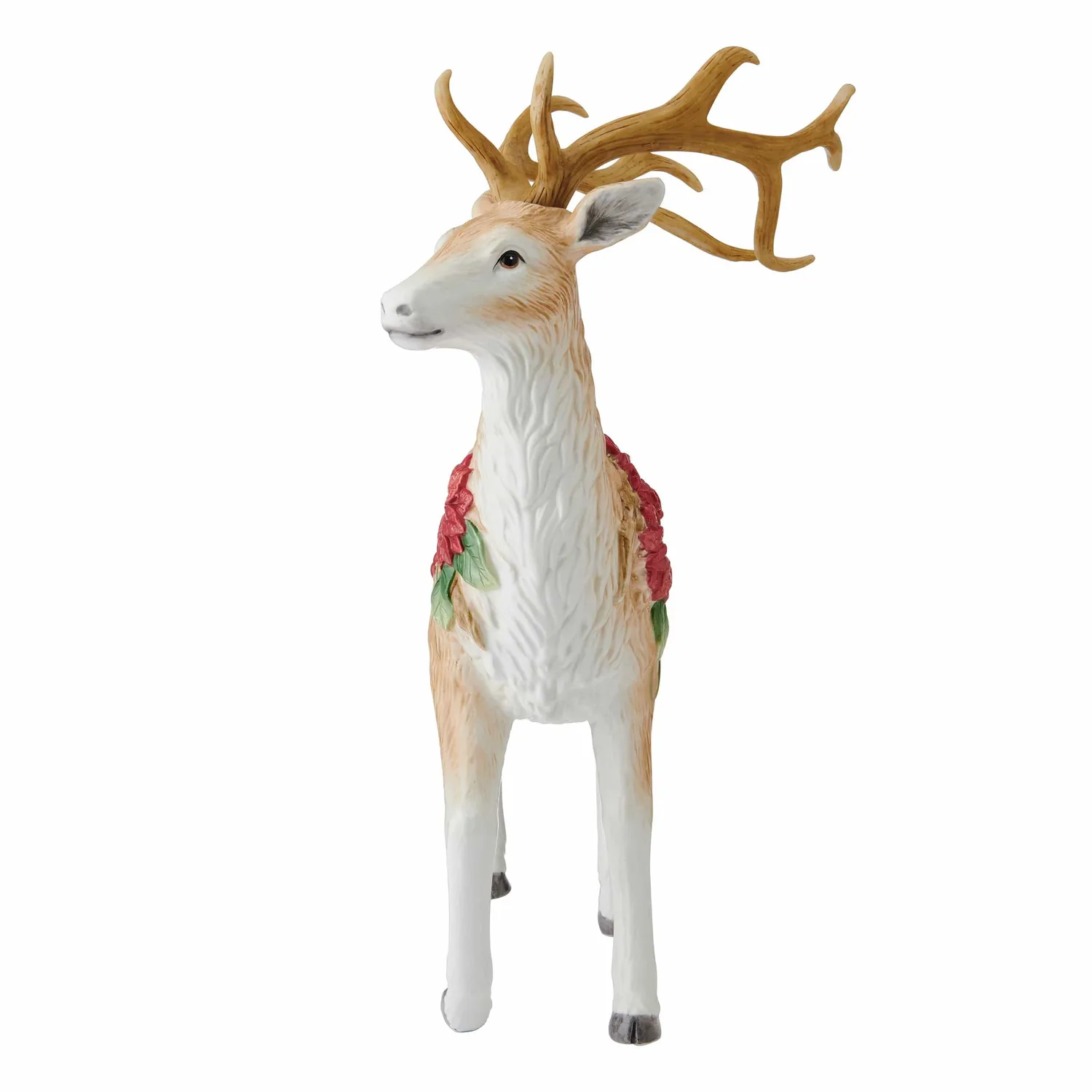 Fitz and Floyd Poinsettia cervo statuetta 41 cm marrone
