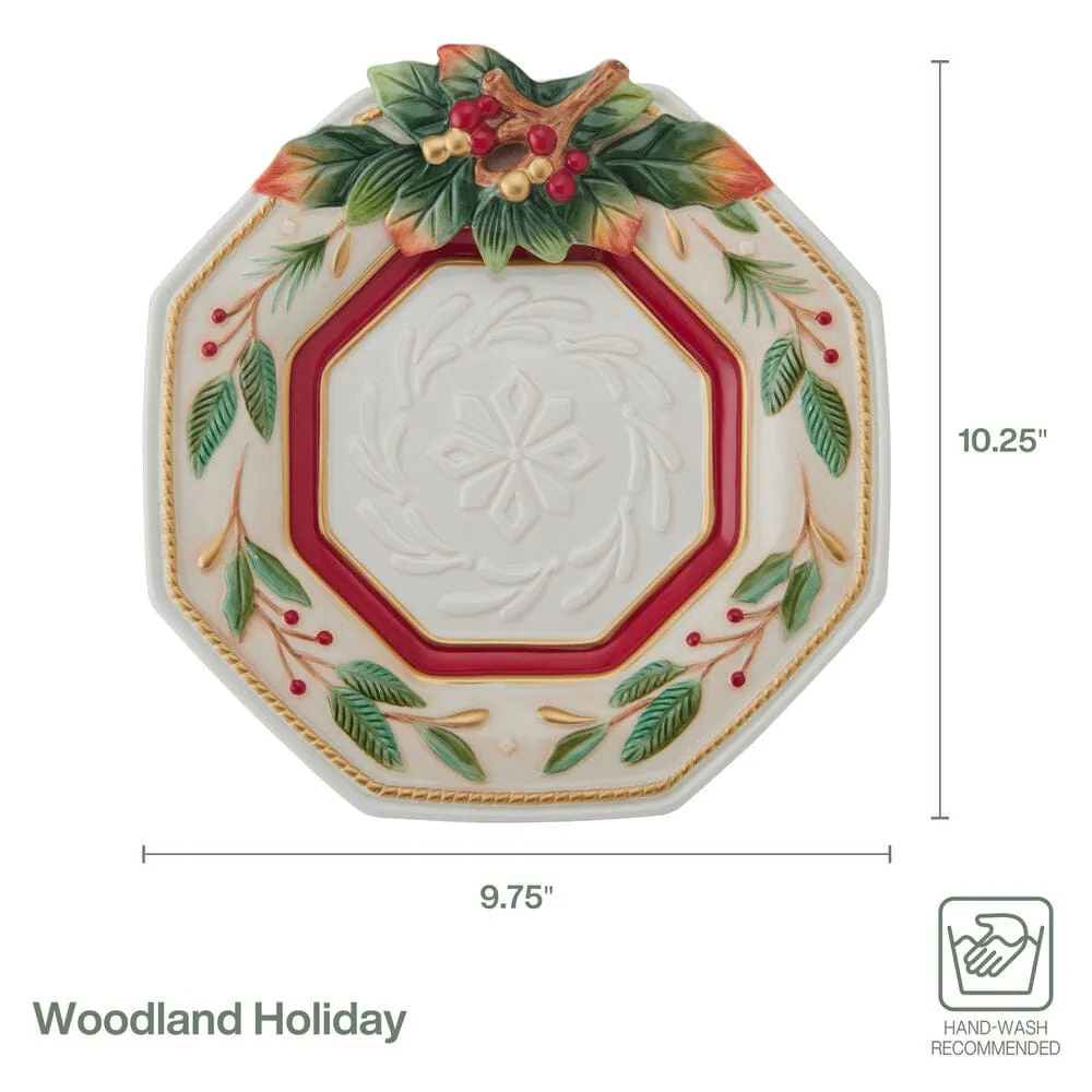 Fitz and Floyd Woodland Holiday piatto ottagonale acacia
