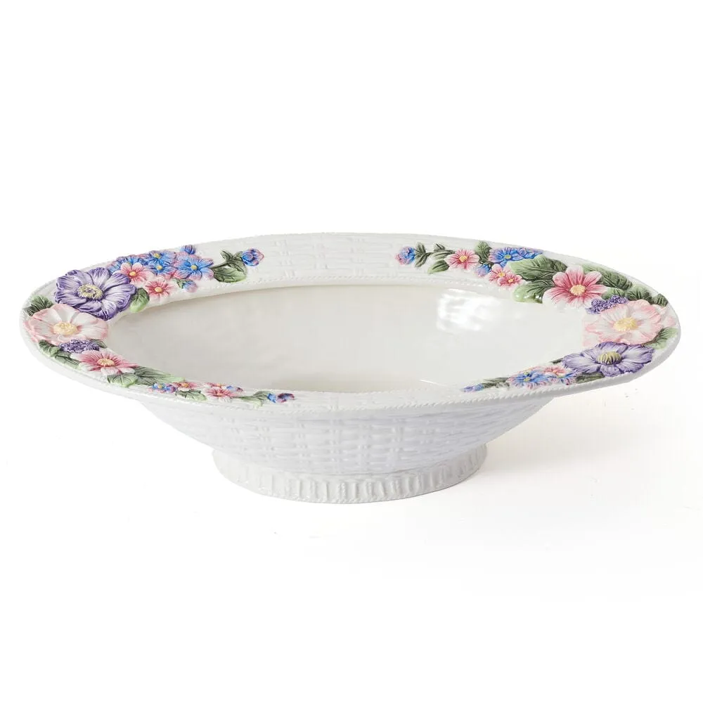 Fitz and Floyd Jardin centrotavola 18" fiori terraglia