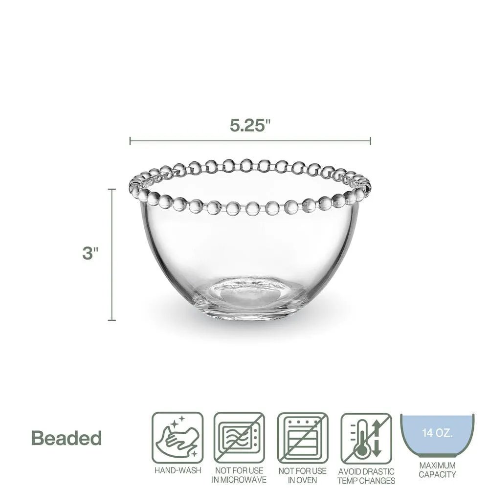 Fitz and Floyd Beaded set 4 coppette vetro 400 ml bordo perle