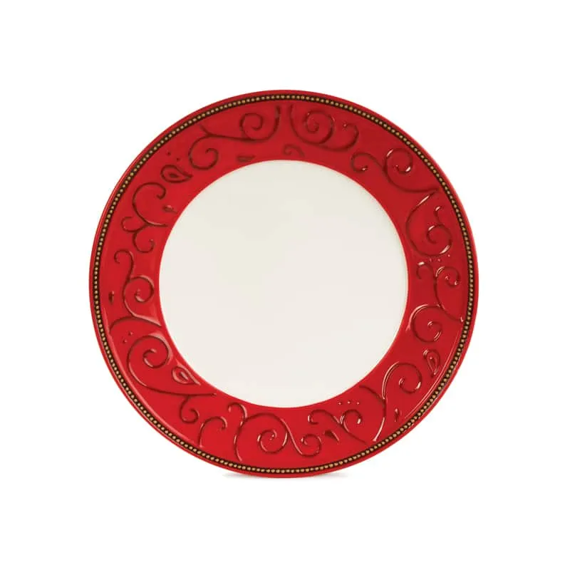 Fitz and Floyd Damask Holiday servizio piatti 4 pezzi rosso