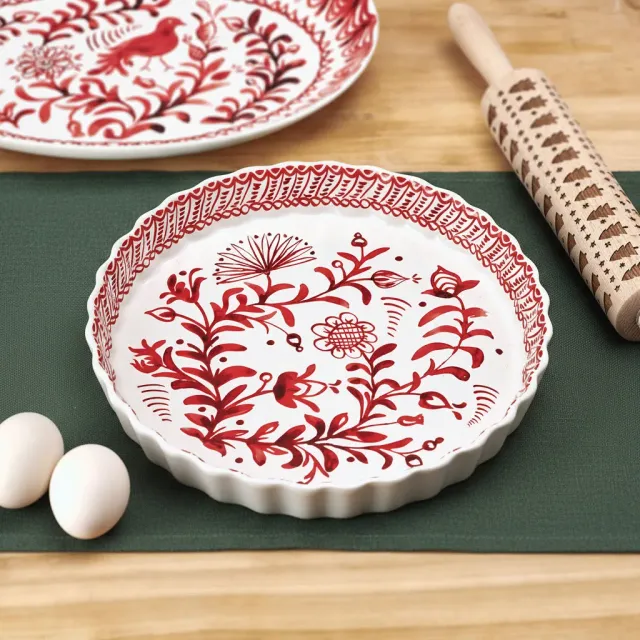 Fitz and Floyd Sicily Red tortiera Natale gres rosso