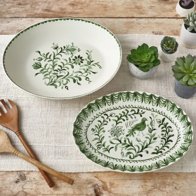 Fitz and Floyd Sicily Green ciotola e vassoio portata gres verde