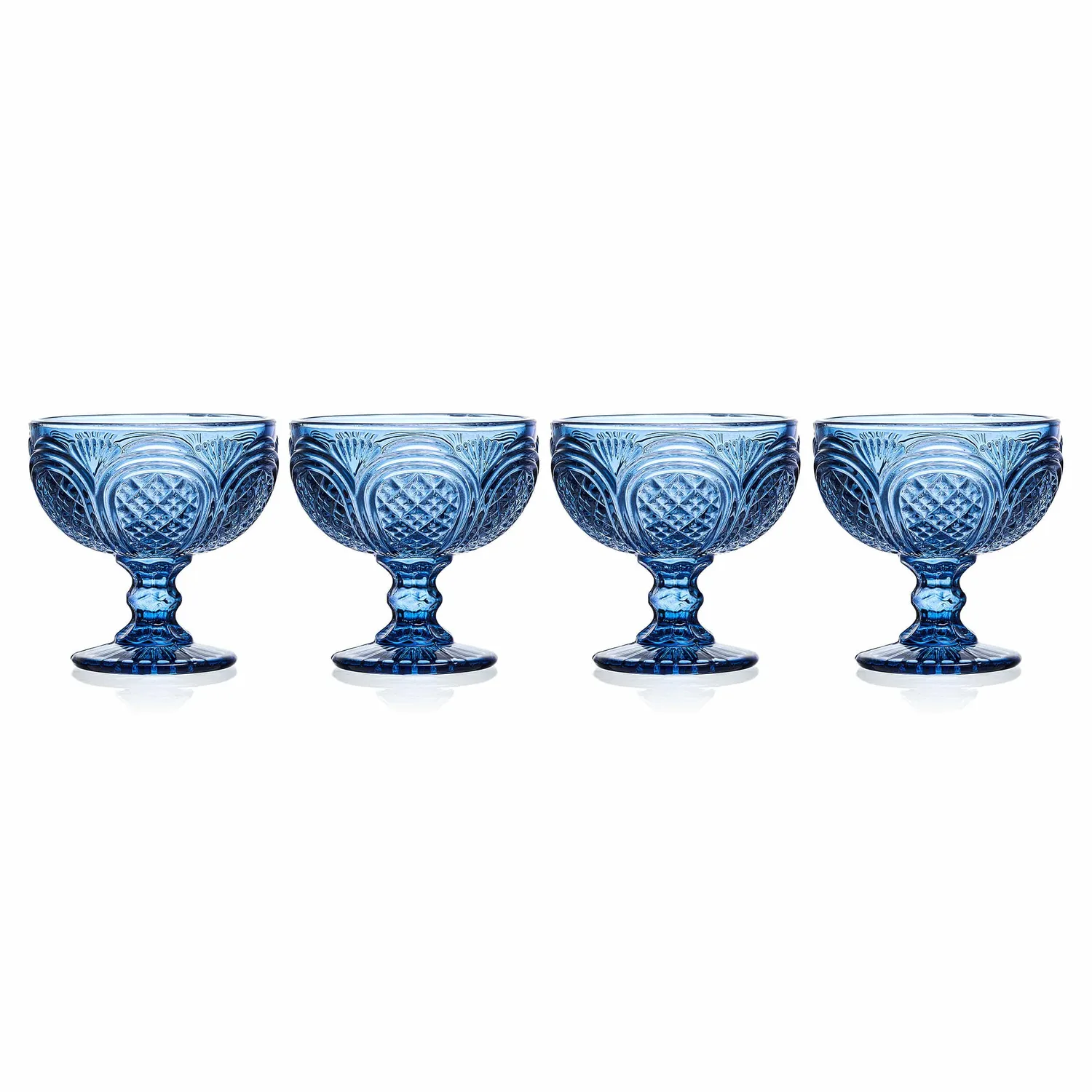 Fitz and Floyd Sicily Blue set 4 ciotole dessert in vetro blu