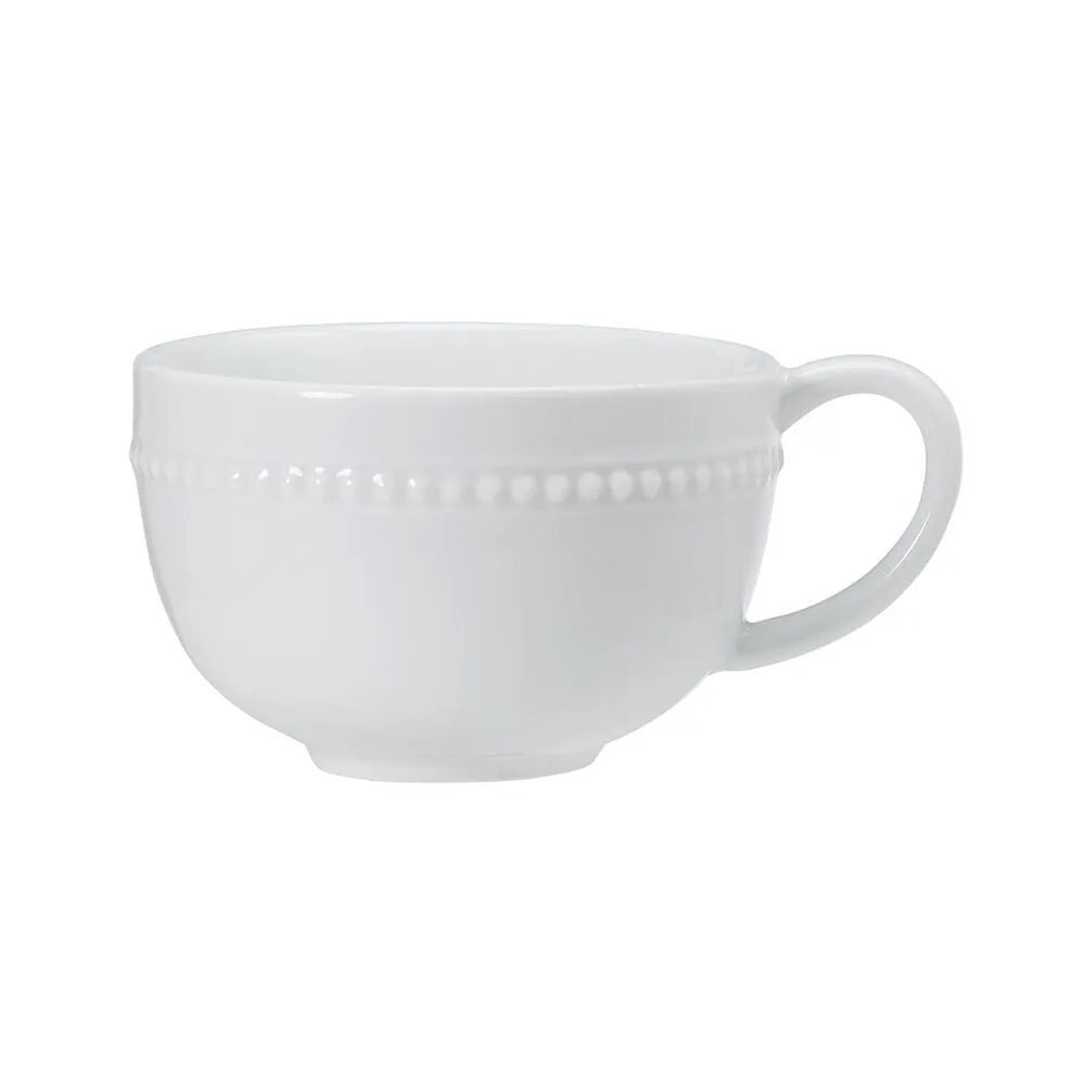 Fitz and Floyd Everyday White Beaded tazze zuppa porcellana 2 pezzi