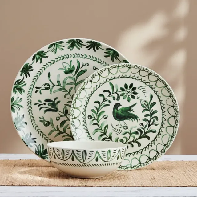 Fitz and Floyd Sicily Green servizio piatti 12 pezzi stoneware