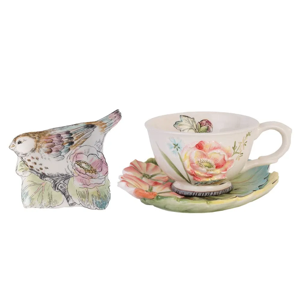 Fitz and Floyd English Garden set 2 tazzine da te con piattino