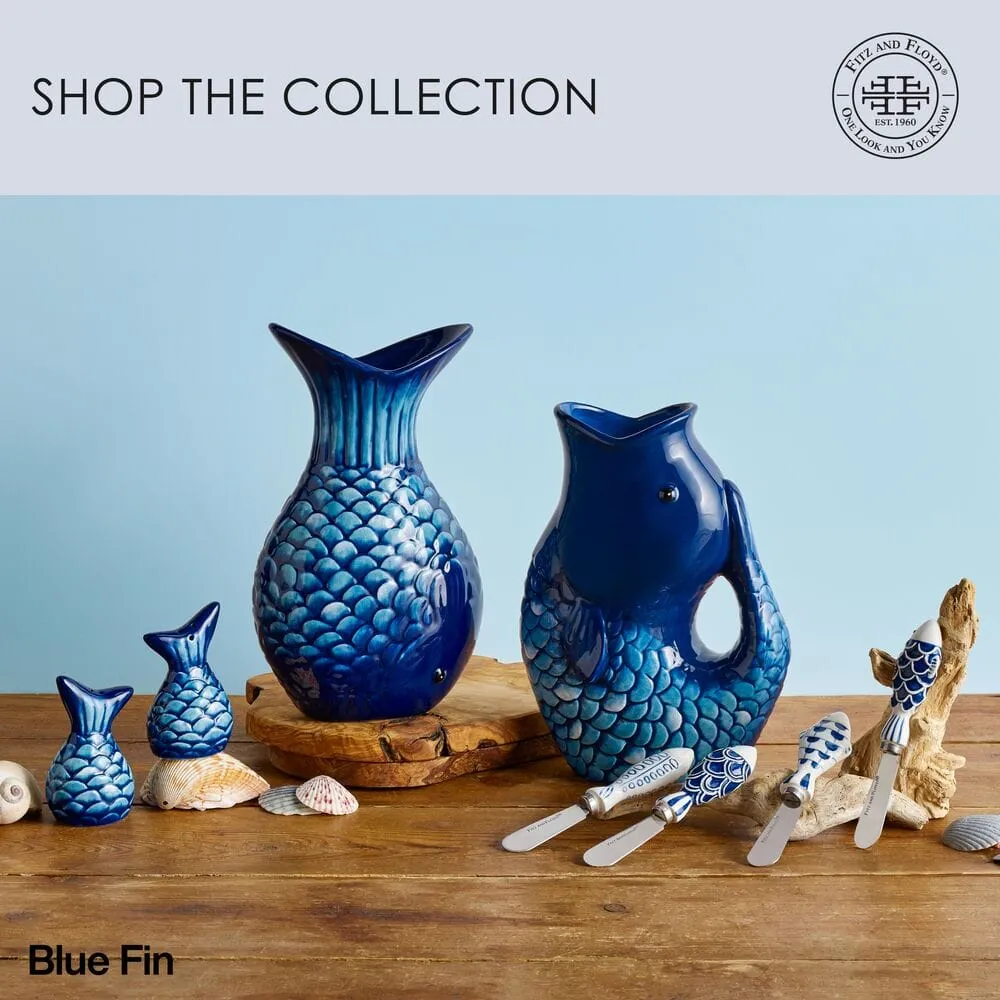 Fitz and Floyd Coastal Blue Fin set 4 spalmaburro pesce blu