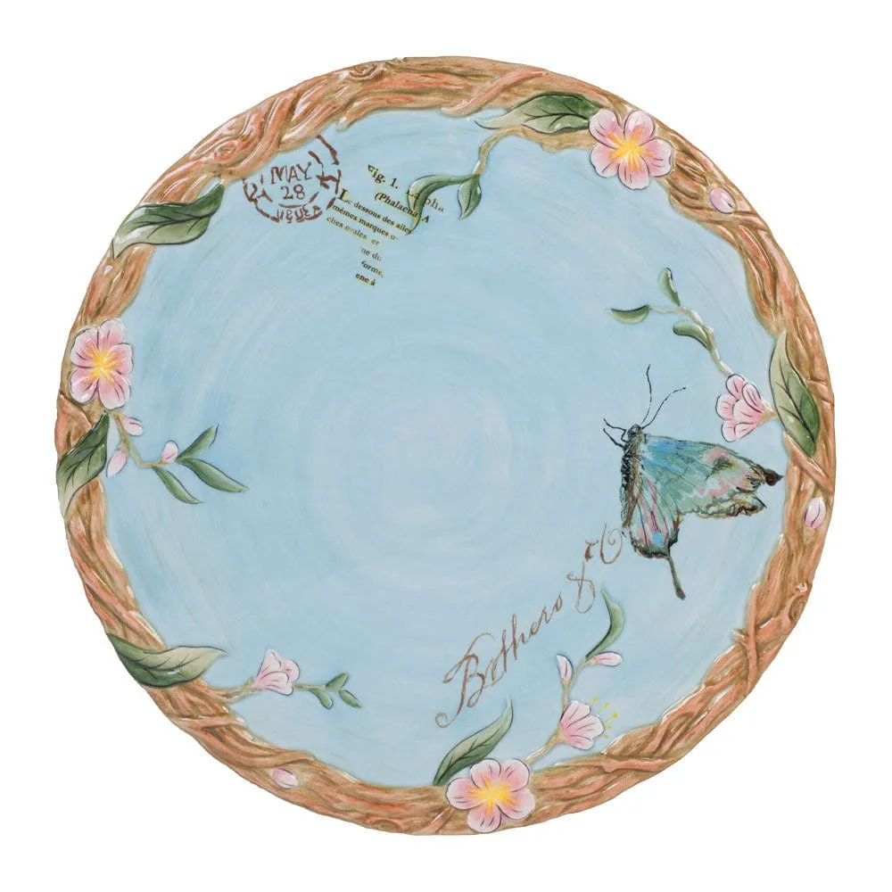 Fitz and Floyd Toulouse alzata torte 28,5 cm azzurra terraglia