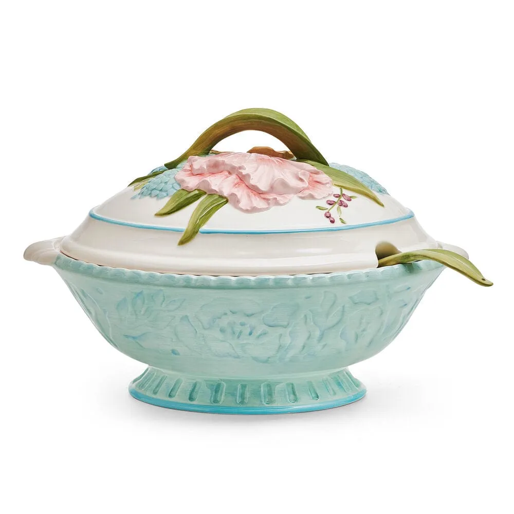 Fitz and Floyd Meadow zuppiera con mestolo 3,5 qt floreale