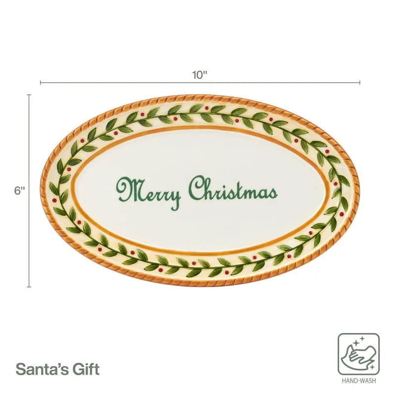 Fitz and Floyd Santa's Gift Vassoio ovale Merry Christmas