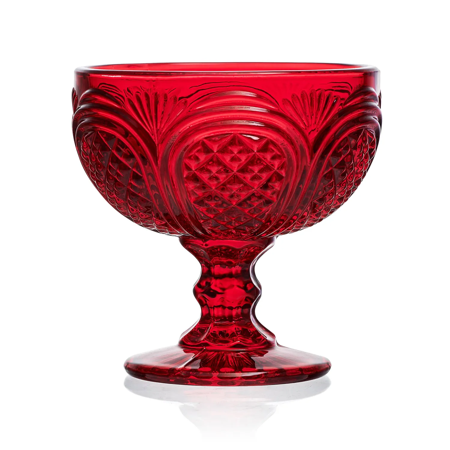 Fitz and Floyd Sicily Red coppette dessert set 4 vetro rosso