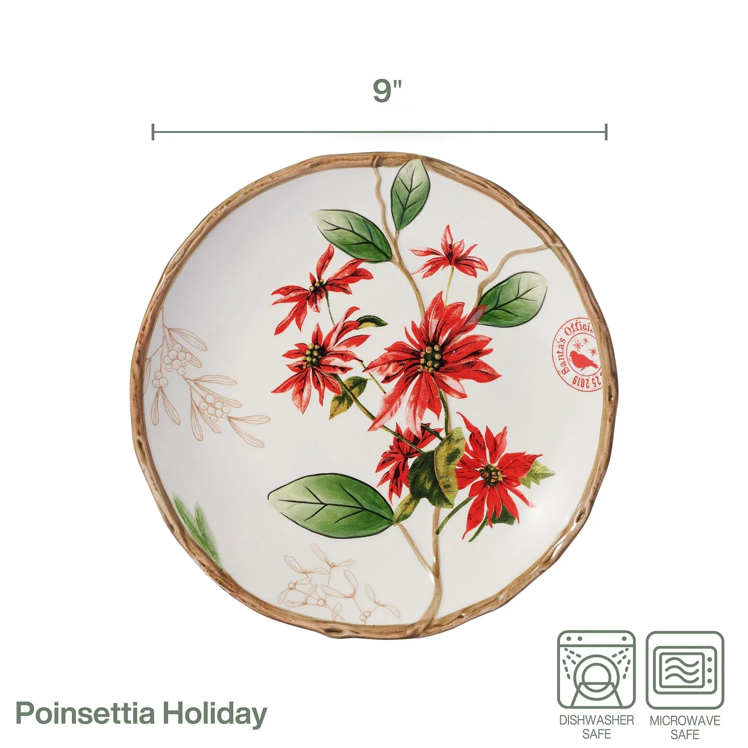 Fitz and Floyd Poinsettia Holiday set 4 piatti insalata