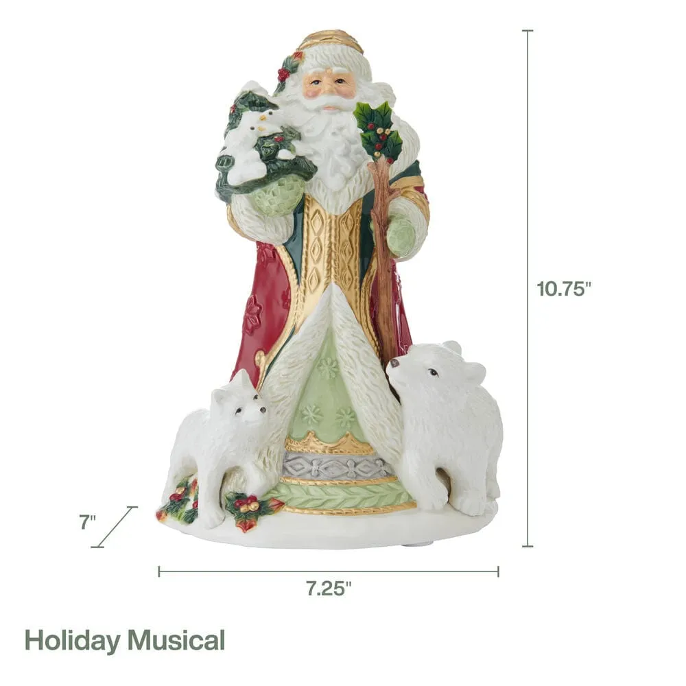 Fitz and Floyd Woodland Holiday statuetta Babbo Natale musicale