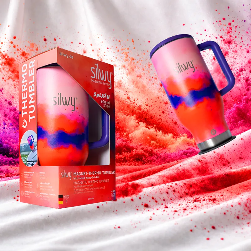 Silwy Splash bicchiere termico magnetico 900 ml con cannuccia