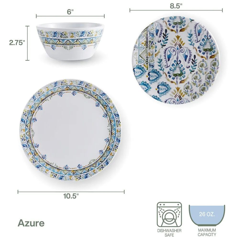 Fitz and Floyd Azure servizio piatti melamina 12 pezzi 4 persone