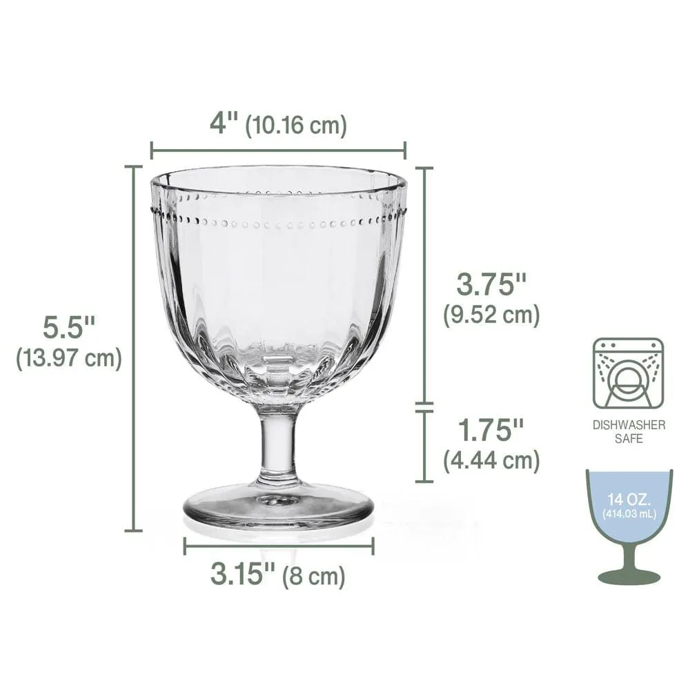 Fitz and Floyd Beaded calici vino set 4 pezzi vetro 414 ml
