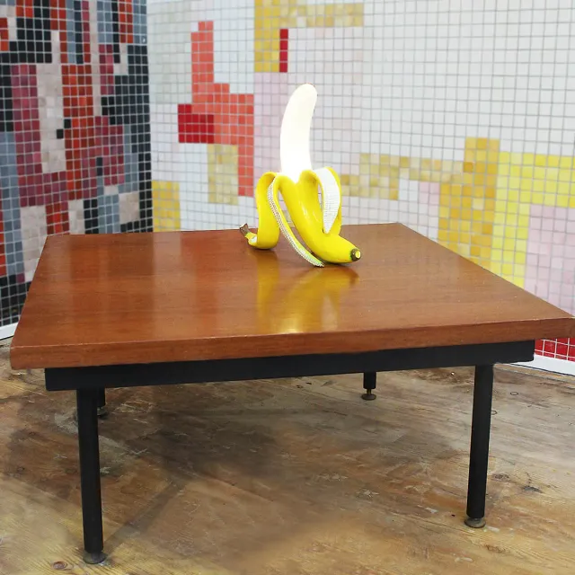 Tavolino fumo anni 50 teak ferro ottone vintage