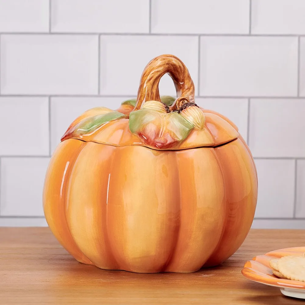 Fitz and Floyd Harvest Halloween biscottiera zucca terracotta