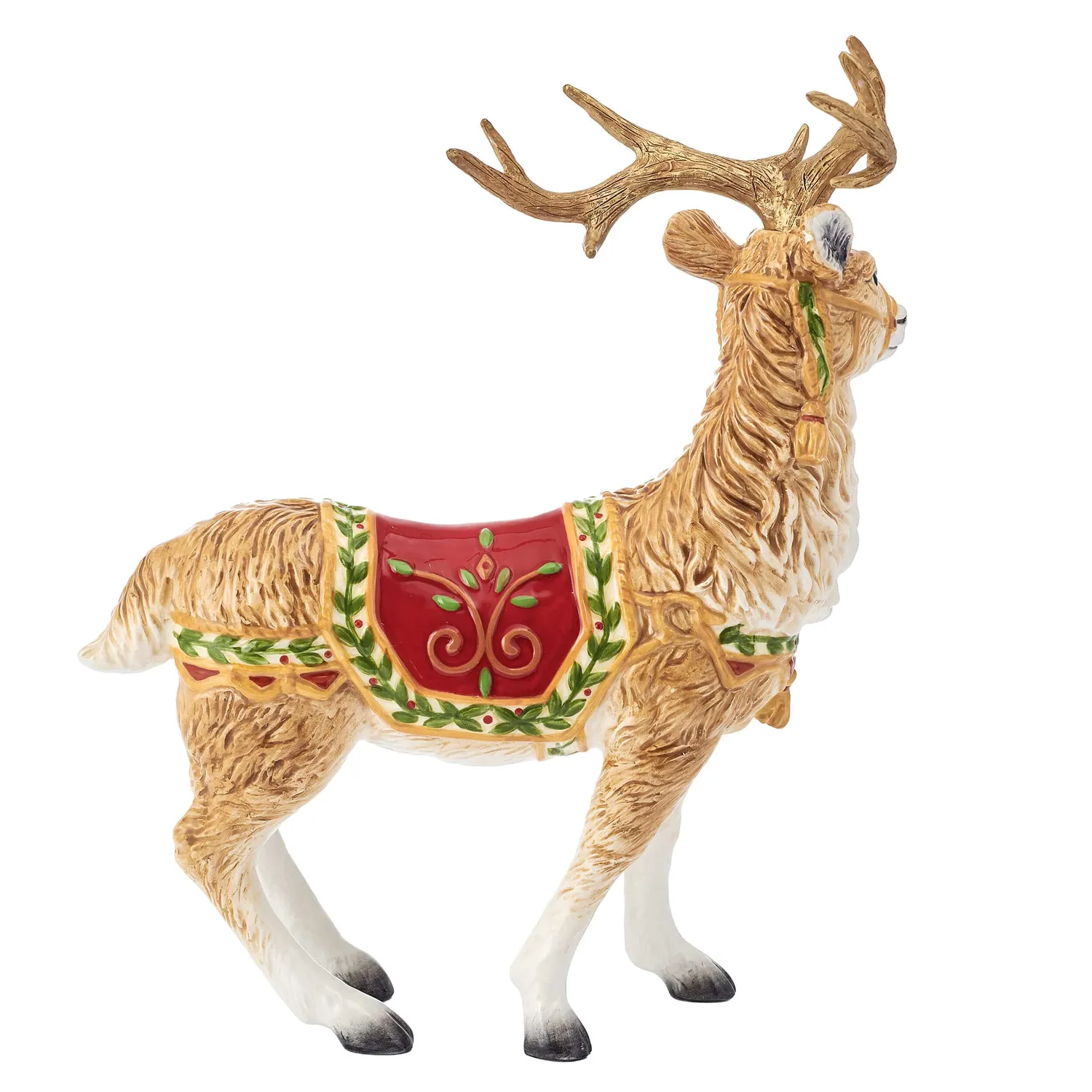 Fitz and Floyd Santa's Gift renna statuetta natale 25 cm terracotta